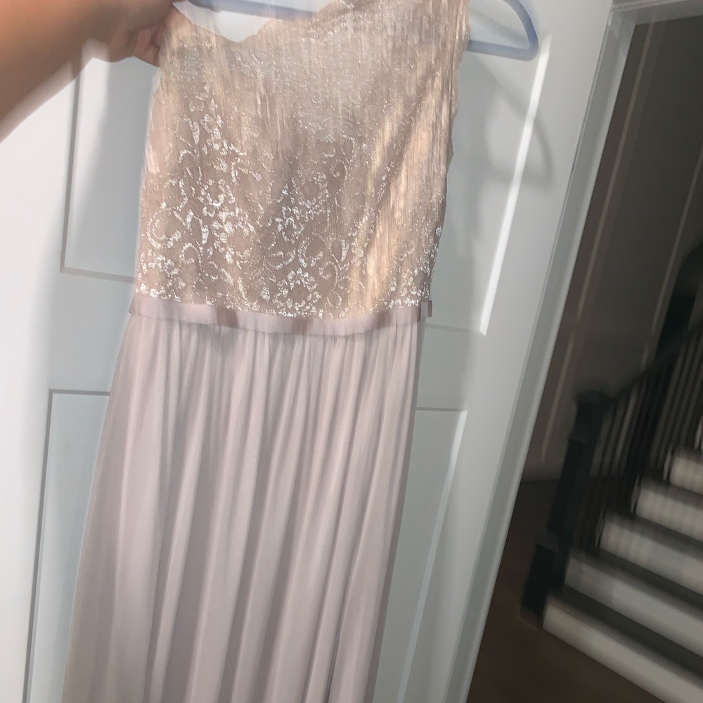 Formal gown, light nude with gold tones